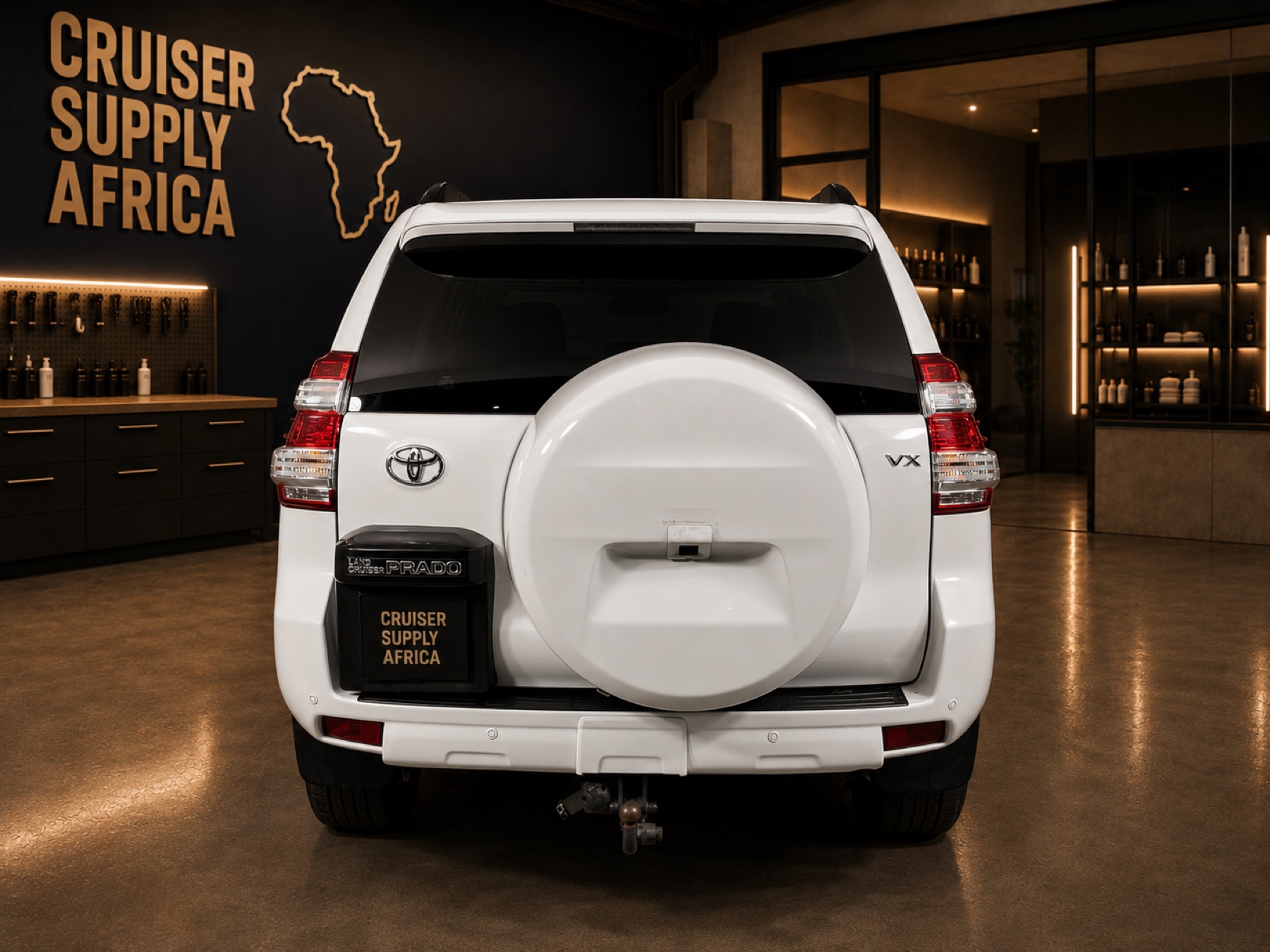 A prepared Toyota Land Cruiser in the Cruiser Supply Africa showroom